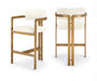 Aurum - Vegan Leather Upholstered Counter Stool With Brushed Brass Base - Simple Home Plus