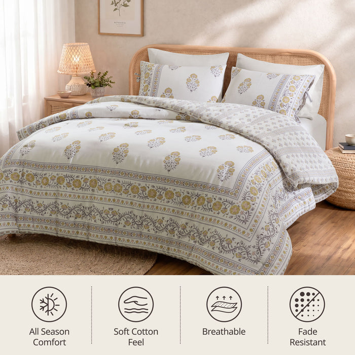 Thalia - Full/Queen Duvet Set - Blush/Gold