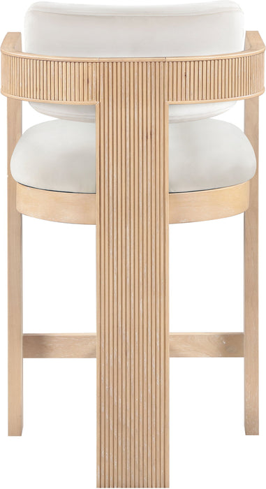 Sacha - Velvet Stool With Natural Base