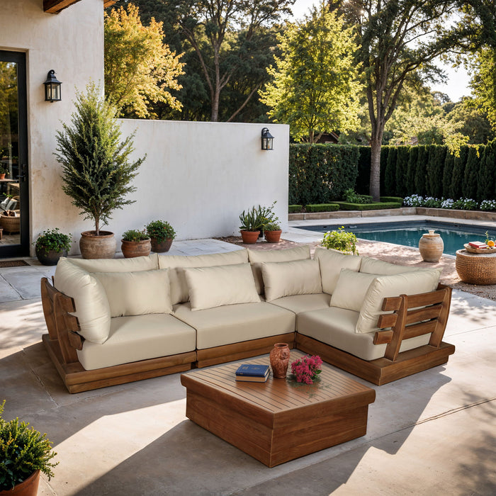 Mirella - 4 Piece Water Resistant Fabric Outdoor Patio Modular Sectional - Simple Home Plus
