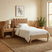 Santos - Vegan Leather Headboard And Wood Bed - Waxed Natural Frame - Simple Home Plus