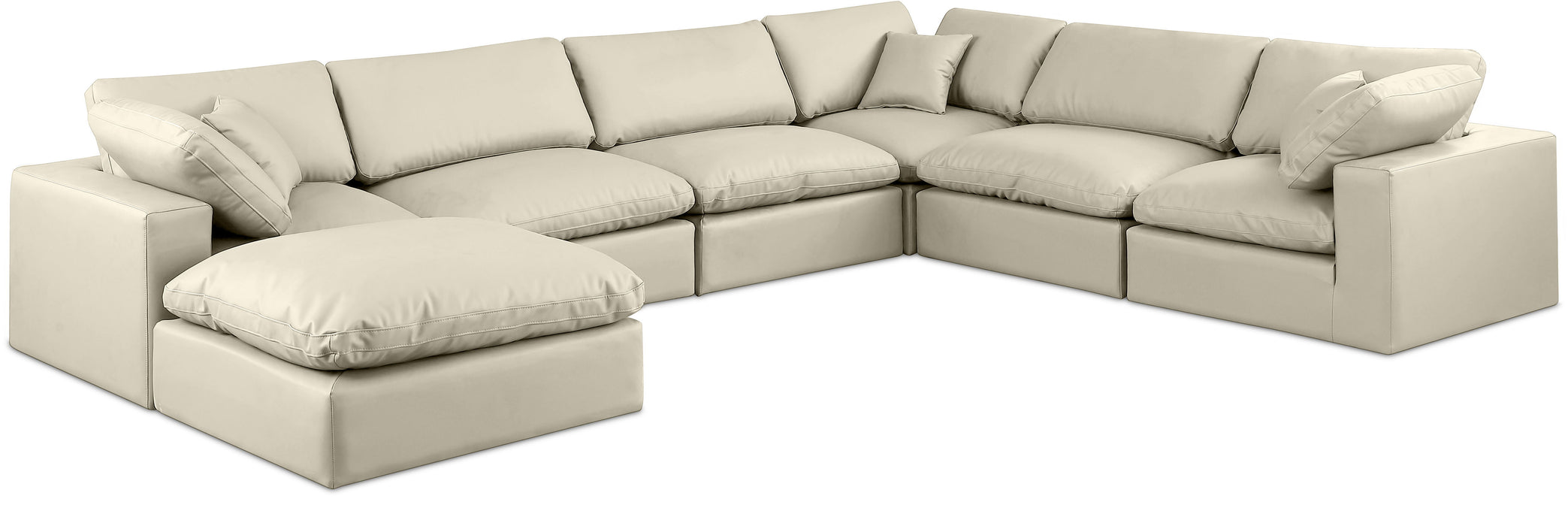 Comfy - 7 Piece Faux Leather Modular Sectional With Chaise - Simple Home Plus