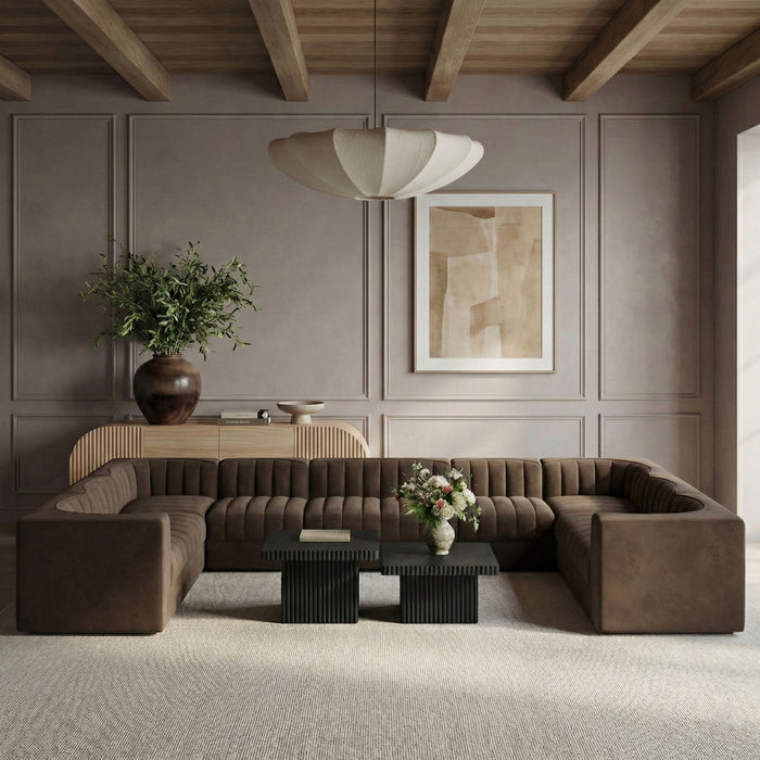Rummi - Velvet Performance Fabric Upholstered 10 Piece Modular Sectional - Simple Home Plus
