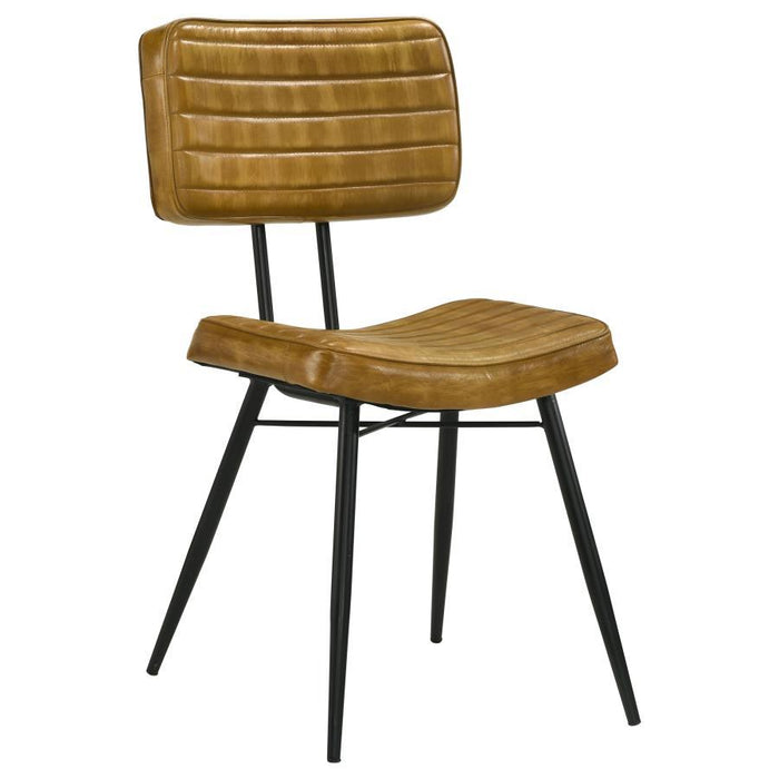 Misty - Leather Upholstered Dining Side Chair (Set of 2) - Camel - Simple Home Plus