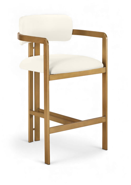 Aurum - Vegan Leather Upholstered Counter Stool With Brushed Brass Base - Simple Home Plus
