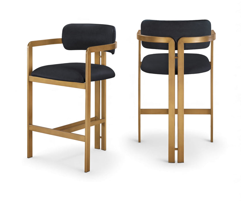 Aurum - Vegan Leather Upholstered Counter Stool With Brushed Brass Base - Simple Home Plus