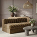 Rummi - Velvet Performance Fabric Upholstered 2 Piece Modular Armless Loveseat - Simple Home Plus