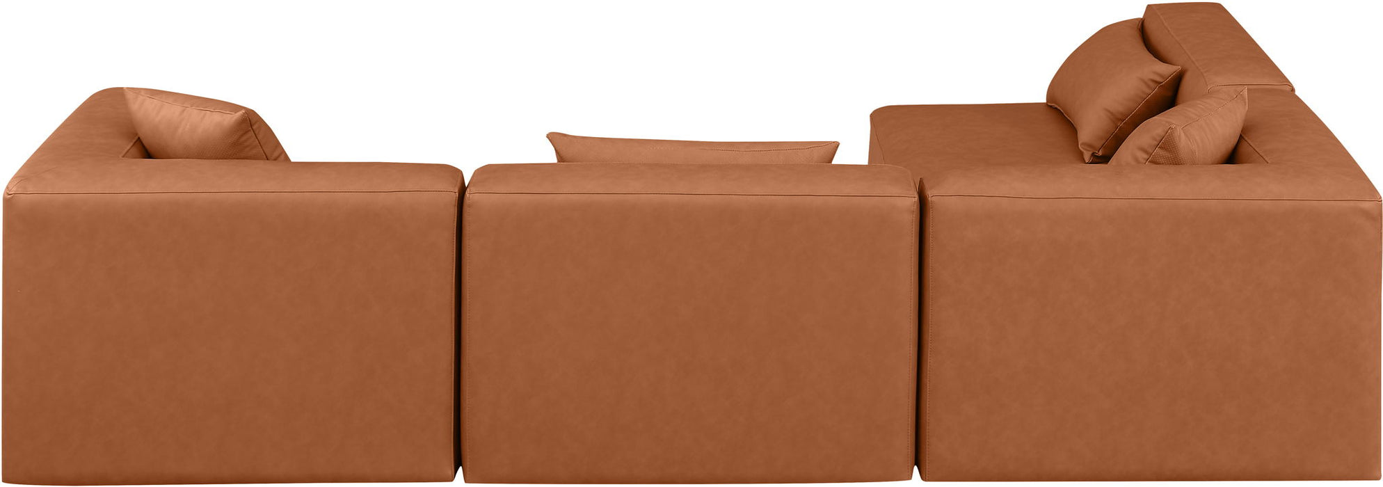 Cube - 4 Piece Modular Corner Sectional - Cognac - Simple Home Plus