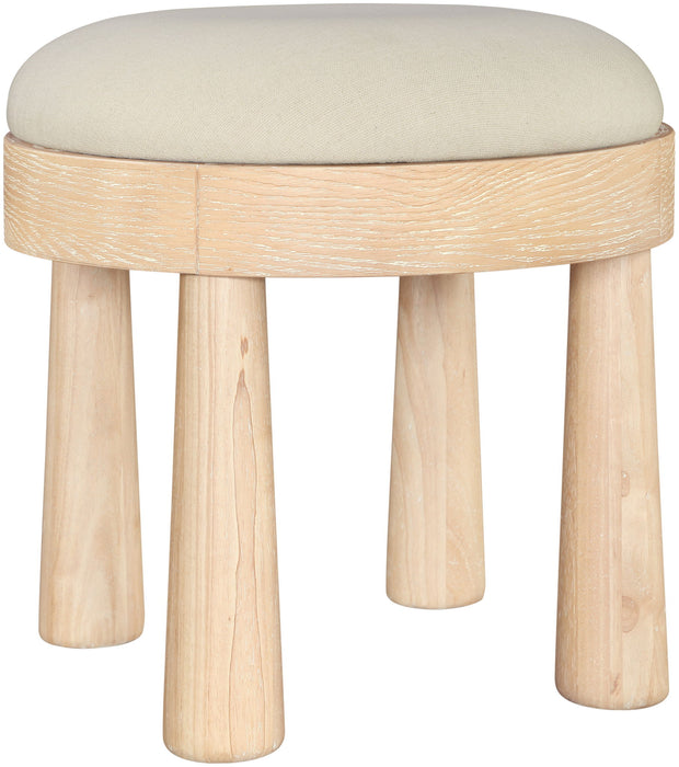 Larea - Linen Textured Fabric Ottoman - Natural Base - Simple Home Plus