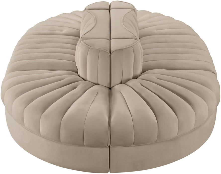 Rummi - Oval Velvet Performance Fabric Upholstered 6 Piece Modular Sectional - Simple Home Plus