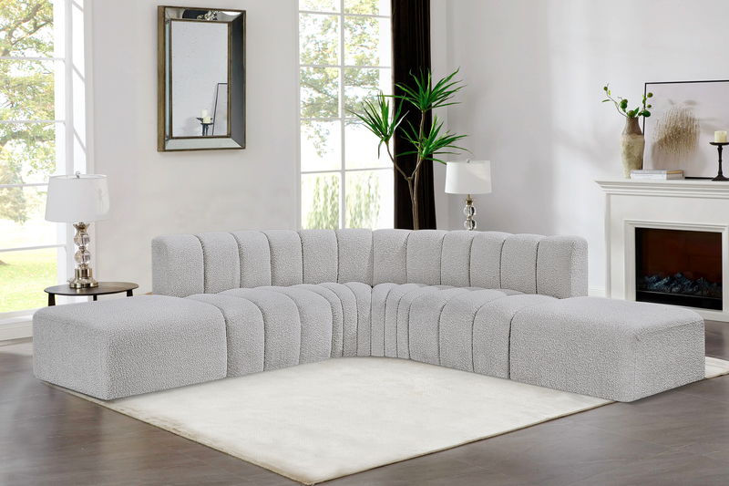 Arc - Boucle Fabric 6 Piece Corner Modular Sofa