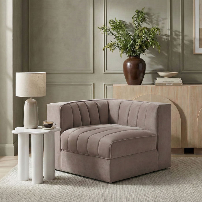 Rummi - Velvet Performance Fabric Upholstered Modular Corner Chair - Simple Home Plus