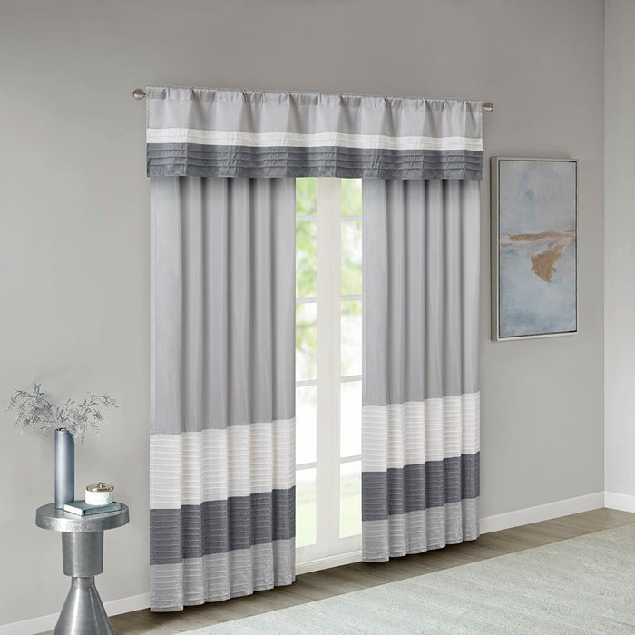 Amherst - Polyoni Pintuck Valance - Gray - Simple Home Plus