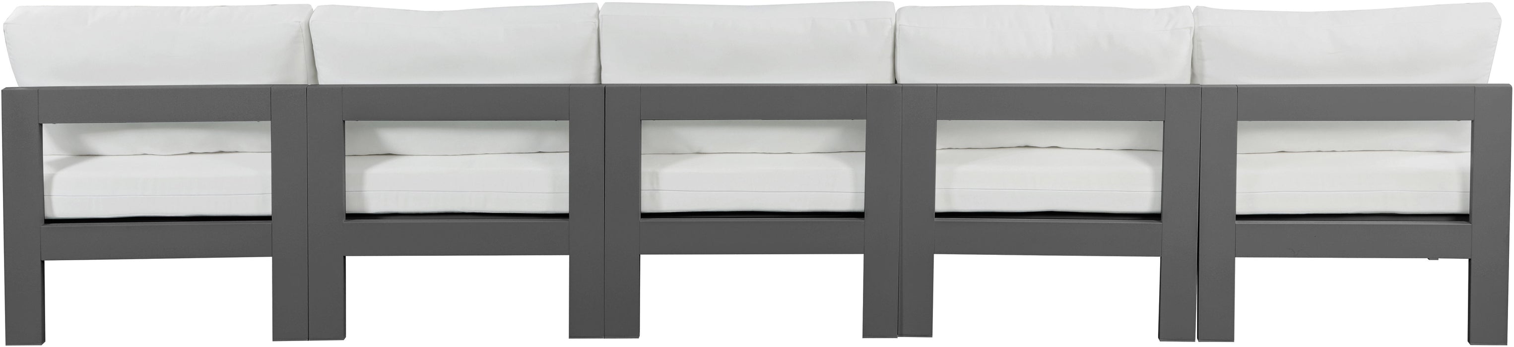 Nizuc - Outdoor Patio 5 Seat Modular Armless Sofa With Gray Frame - Simple Home Plus