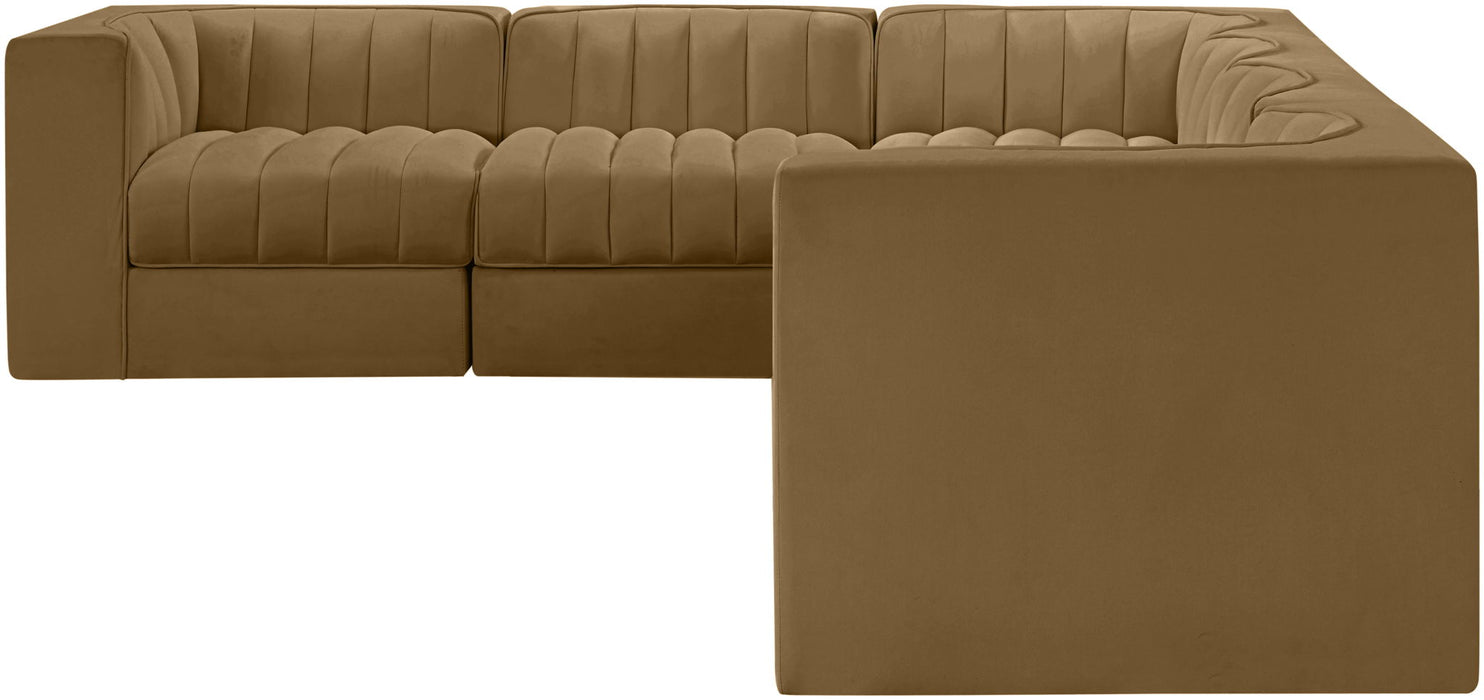 Rummi - Velvet Performance Fabric Upholstered 6 Piece Modular Sectional (With 3 Corner Chairs) - Simple Home Plus