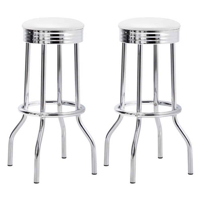 Retro - Upholstered Metal Swivel Bar Stool (Set of 2) - Simple Home Plus