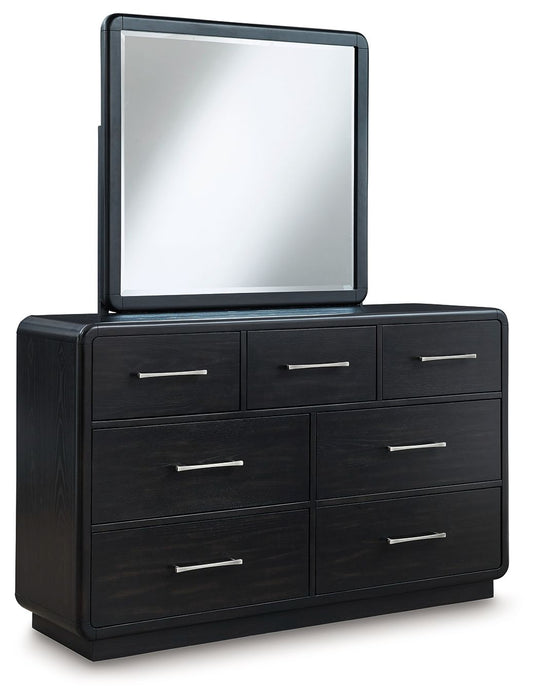 Rowanbeck - Black - Dresser And Mirror - Simple Home Plus