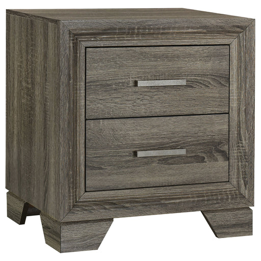 Wright - 2-Drawer Nightstand Bedside Table - Brown Oak - Simple Home Plus