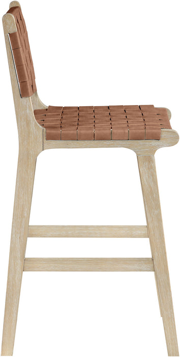 Entwine - Vegan Leather Upholstered Counter Stool - Painted Natural - Simple Home Plus
