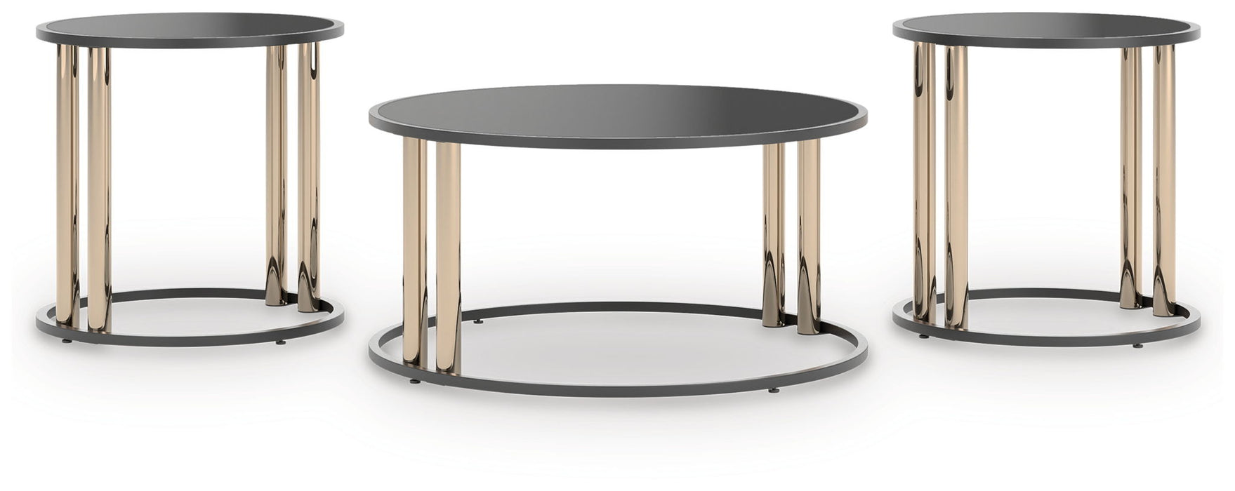 Hannerly - Black / Gold Finish - Occasional Table Set (Set of 3) - Simple Home Plus