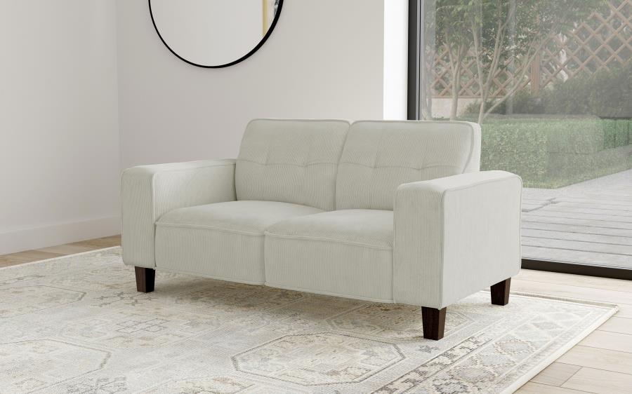 Deerhurst - Upholstered Track Arm Tufted Loveseat - Greige - Simple Home Plus