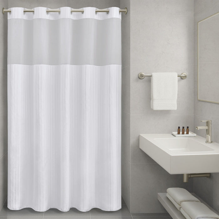 Jacquard - Premium Fabric Shower Curtain - White - Simple Home Plus