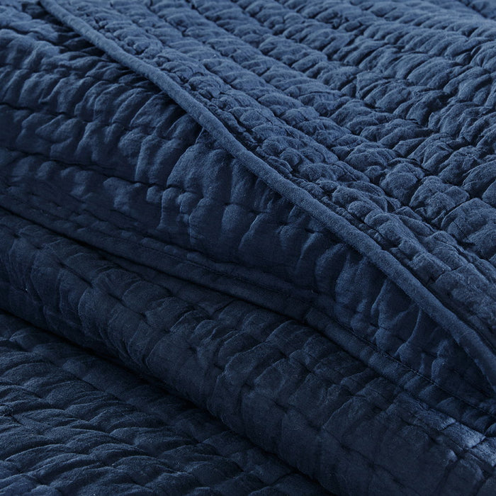Serene - Hand Quilted Coverlet Set - Blue - Simple Home Plus