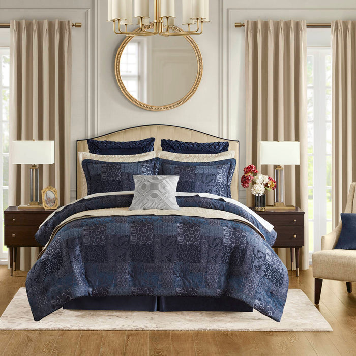 Galleria - Queen Comforter Set - Navy - Simple Home Plus