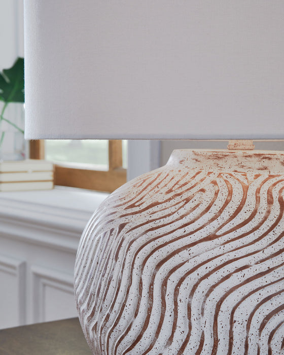 Vien - Terracotta Table Lamp - Distressed White - Simple Home Plus