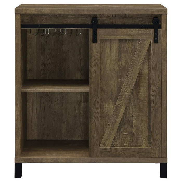 Arlington - Sliding Door Home Bar Wine Cabinet - Rustic Oak - Simple Home Plus