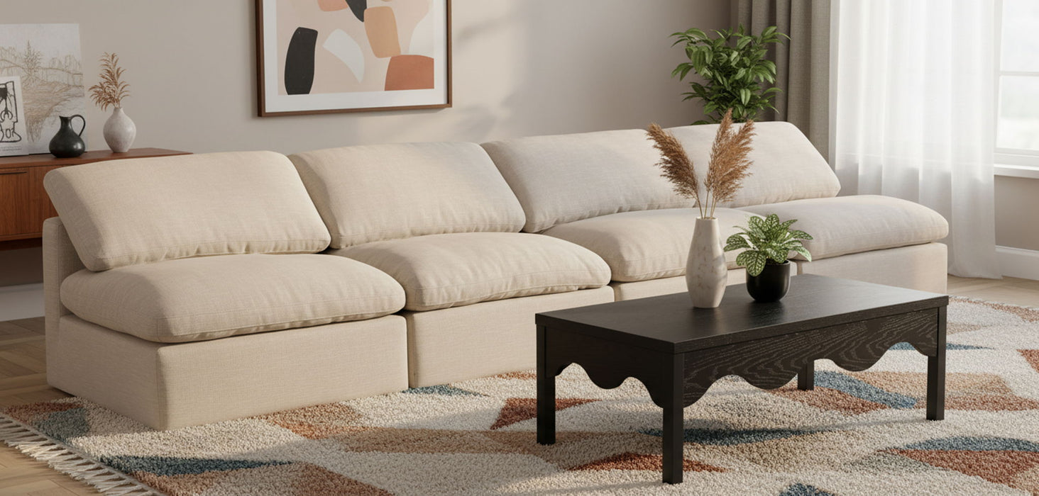 Indulge - Linen 4 Seat Modular Armless Sofa - Simple Home Plus