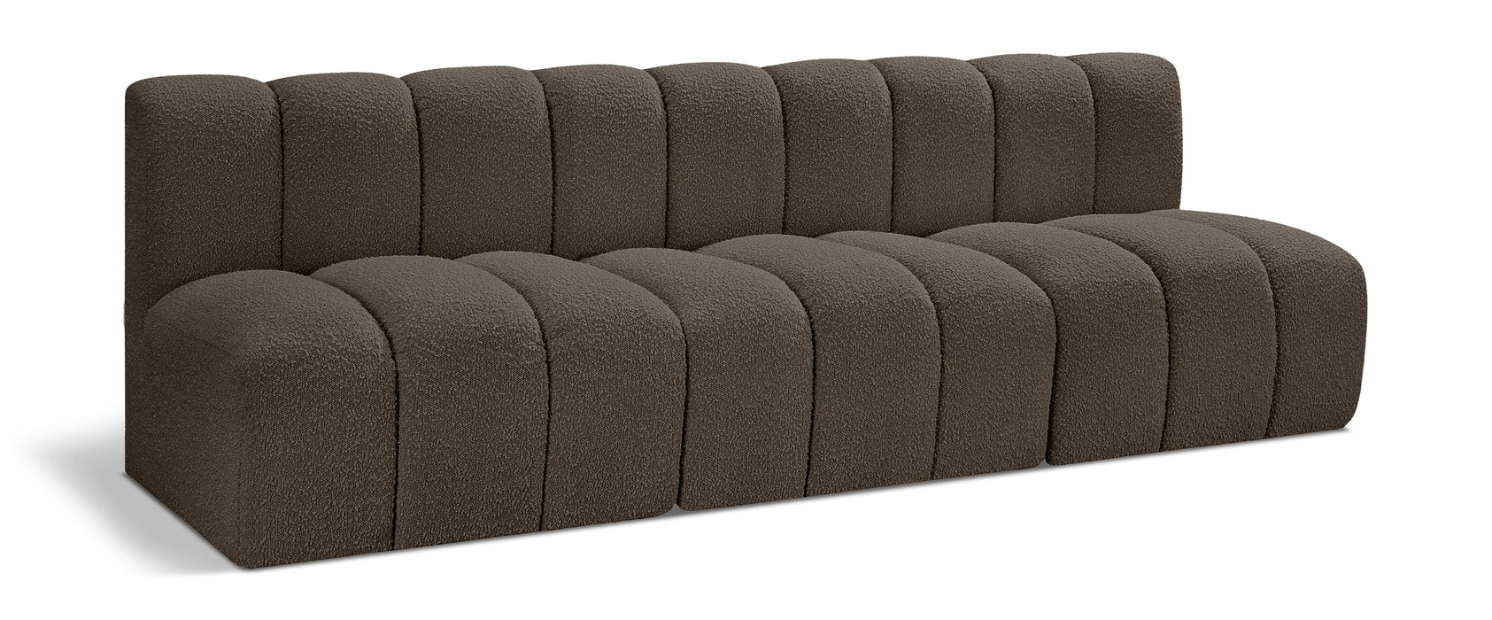 Arc - Boucle Fabric 3 Piece Modular Straight Sofa - Brown - Simple Home Plus