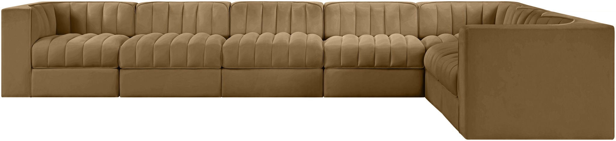 Rummi - Velvet Performance Fabric Upholstered 7 Piece Modular Sectional (With 3 Corner Chairs) - Simple Home Plus