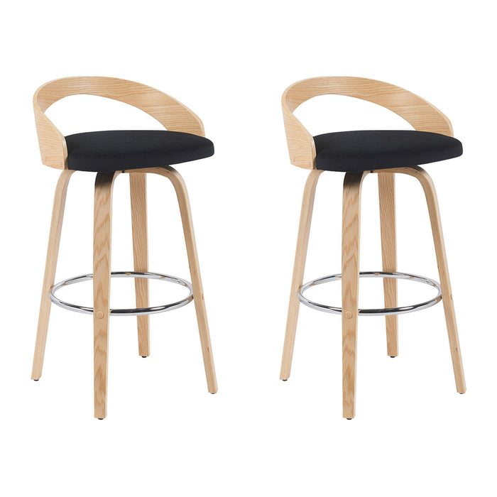 Sonia - Modern Swivel Bar Height Stool - Patterned Oak Wood Finish - Simple Home Plus