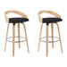Sonia - Modern Swivel Bar Height Stool - Patterned Oak Wood Finish - Simple Home Plus