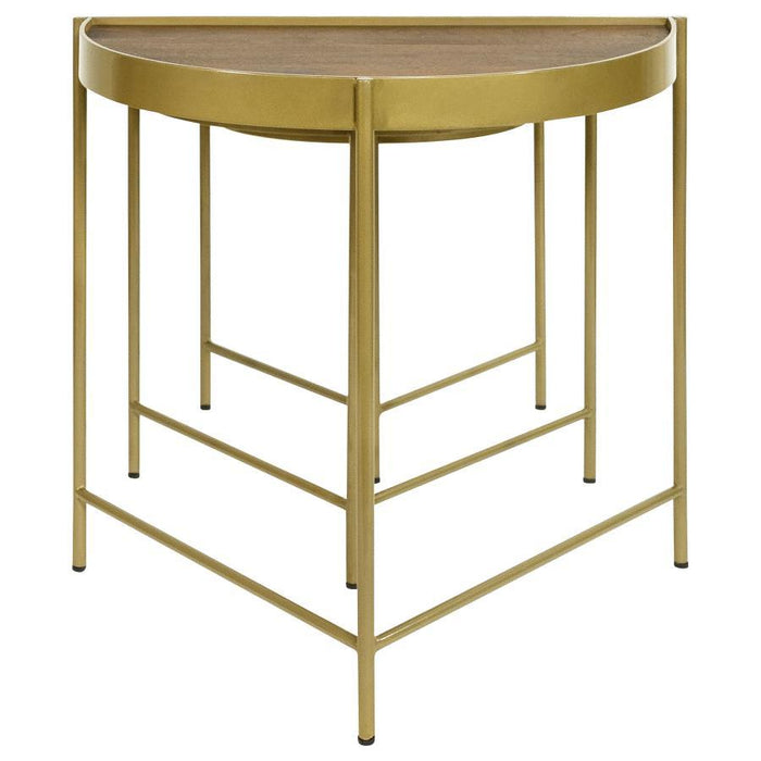 Tristen - 3 Piece Demilune Nesting Table - Brown And Gold - Simple Home Plus