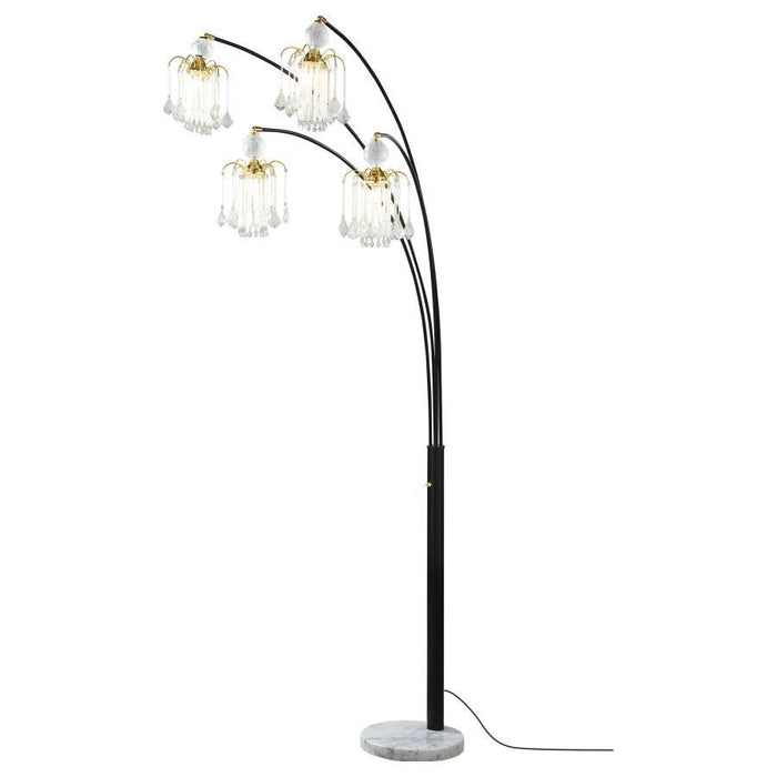 Maisel - Hanging Crystal Arc Tree Floor Lamp - Black - Simple Home Plus