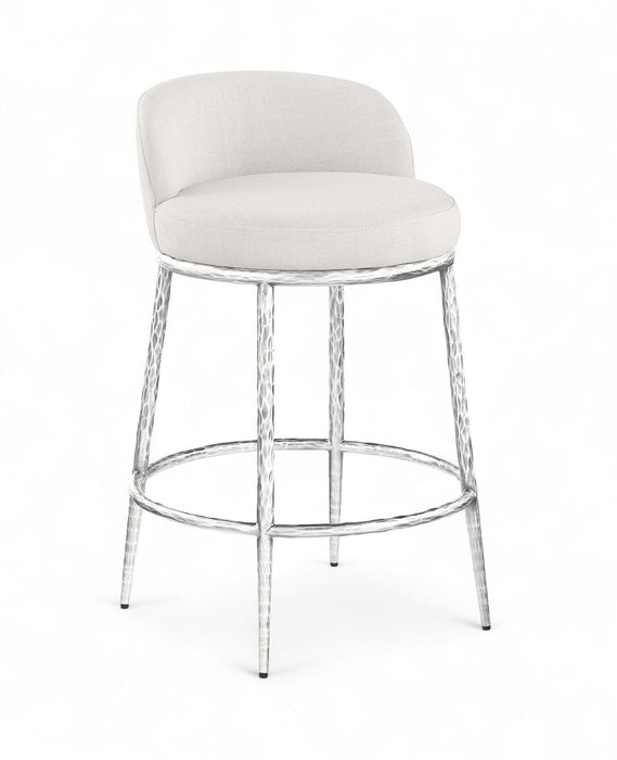 Ferro - Upholstered Counter Stool With Brushed Silver Base - Simple Home Plus