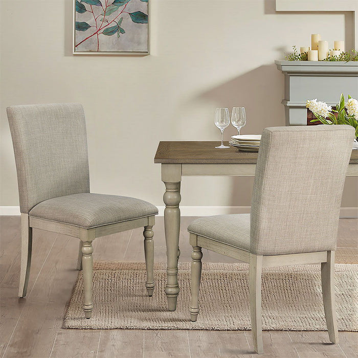 Fiona - Upholstered Dining Chair With Turned Wood Legs (Set of 2) - Light Gray - Simple Home Plus