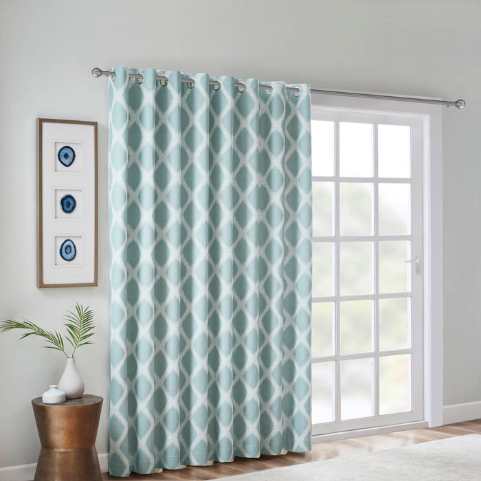 Blakesly - Printed Ikat Blackout Patio Curtain - Aqua - Simple Home Plus