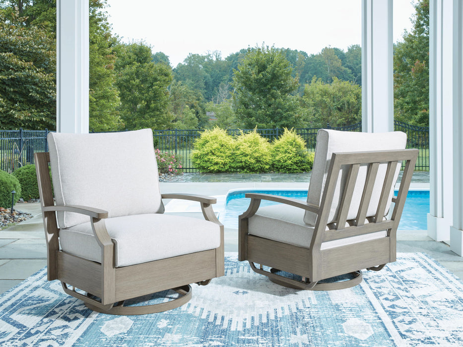 Rainier Ranch - Swivel Glider Chair With Cushion - Brown / Beige - Simple Home Plus