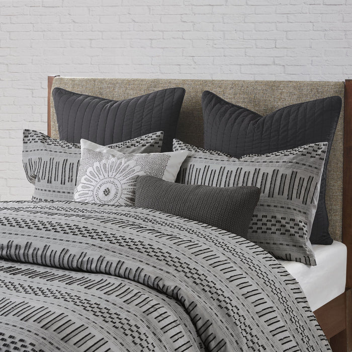 Rhea - King Duvet Cover Mini Set - Gray / Black - Simple Home Plus