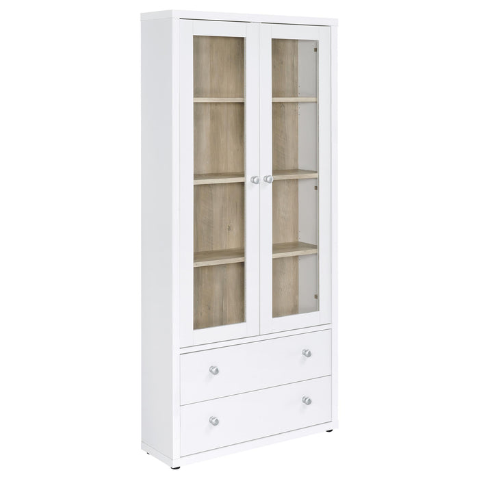 Hawthorne - 4-Shelf Glass Door Tall Cabinet With Drawers - Simple Home Plus