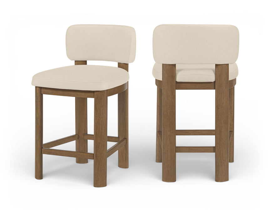 Paloma - Faux Leather Upholstered Counter Stool (Set of 2) - Brown Frame - Simple Home Plus