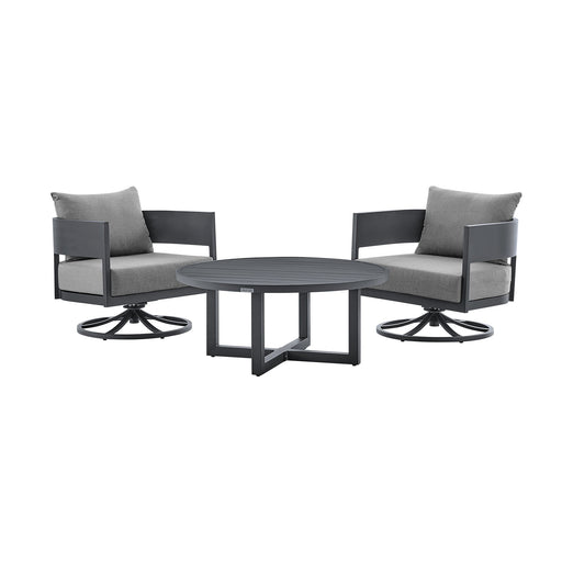 Menorca - 3 Piece Patio Outdoor Swivel Seating Set With Cushions - Dark Gray - Simple Home Plus