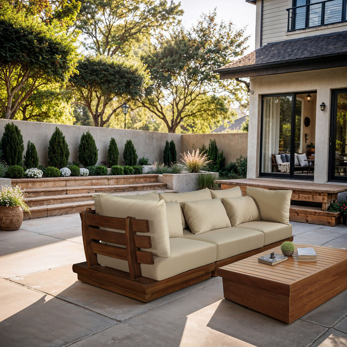 Mirella - 3 Piece Water Resistant Fabric Upholstered Outdoor Patio Modular Sofa - Simple Home Plus
