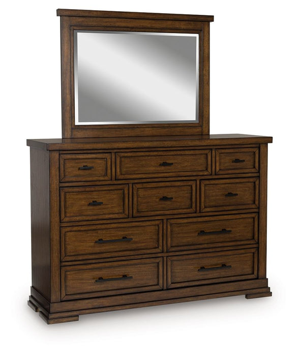 Taffenbrook - Medium Brown - Dresser And Mirror - Simple Home Plus