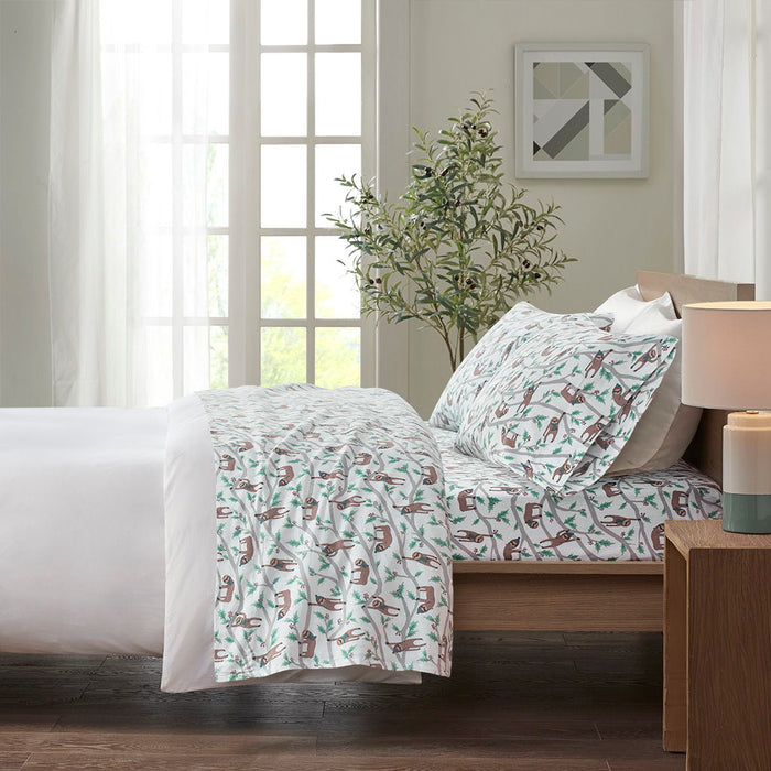 Cozy Flannel - Twin Printed Sheet Set - Multi Sloth