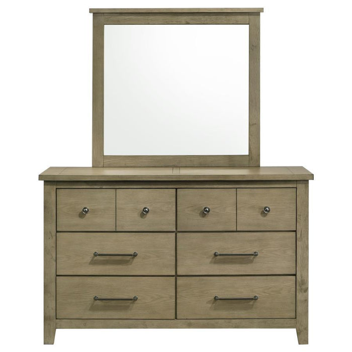 Hazlewood - 6-Drawer Bedroom Dresser With Mirror - Vineyard Oak - Simple Home Plus