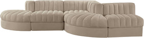 Rummi - Rounded Velvet Performance Fabric Upholstered 5 Piece Modular Sectional - Simple Home Plus